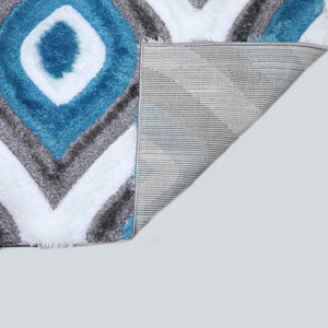 3D Shaggy GRAY-TURQOUISE Area Rug - 3D151