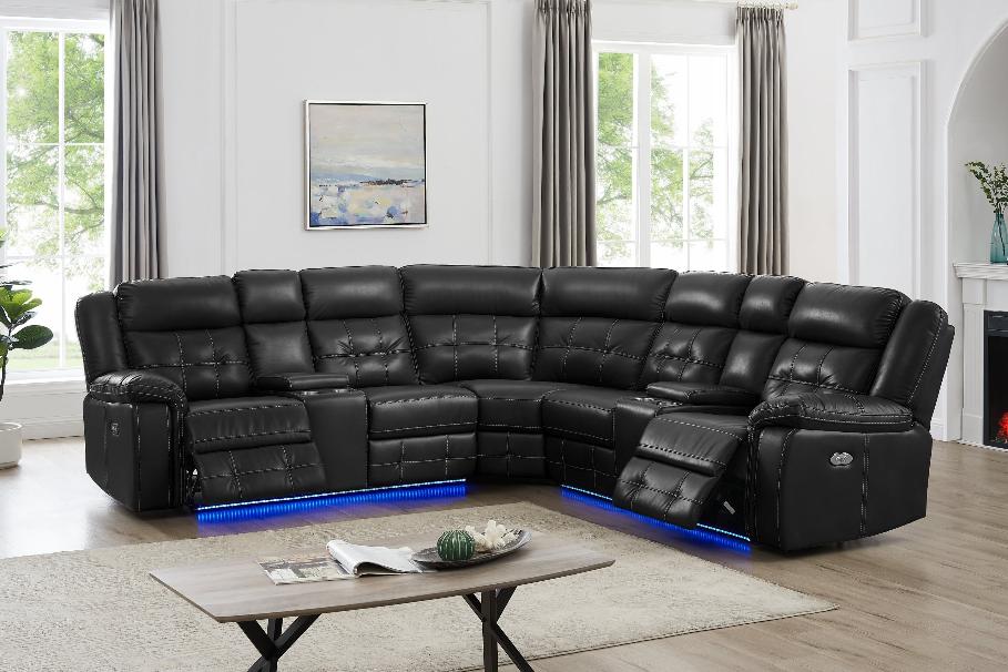 Amazon Black LED Power Reclining Sectional