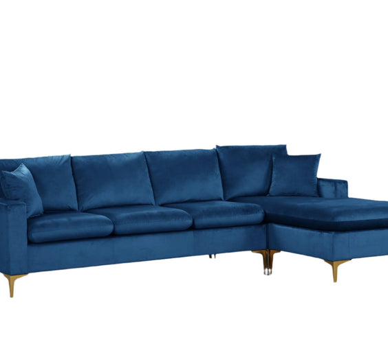 Amber Blue Velvet Reversible Sectional