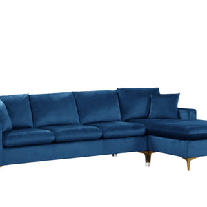 Amber Blue Velvet Reversible Sectional