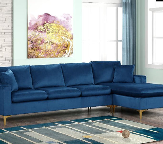 Amber Blue Velvet Reversible Sectional
