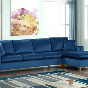 Amber Blue Velvet Reversible Sectional