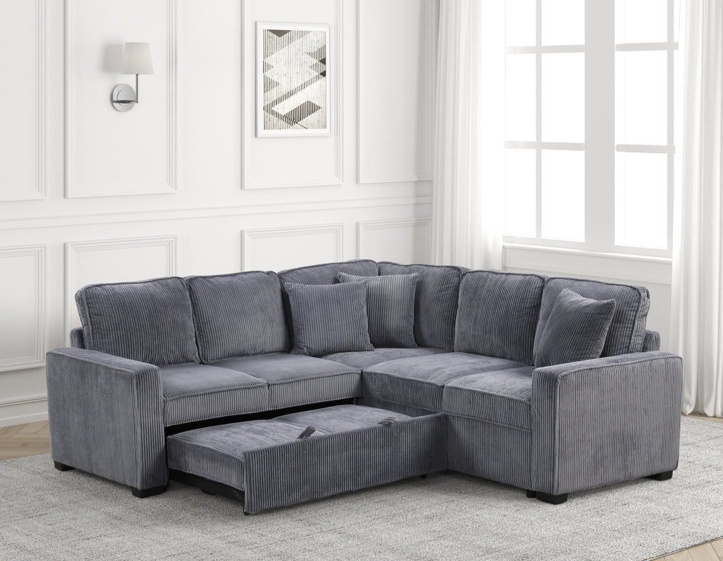 Ariel Charcoal Sectional With Pull-Out Bed