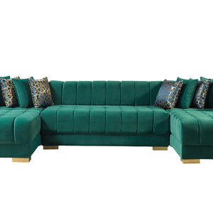 Ariana Green Velvet Double Chaise Sectional