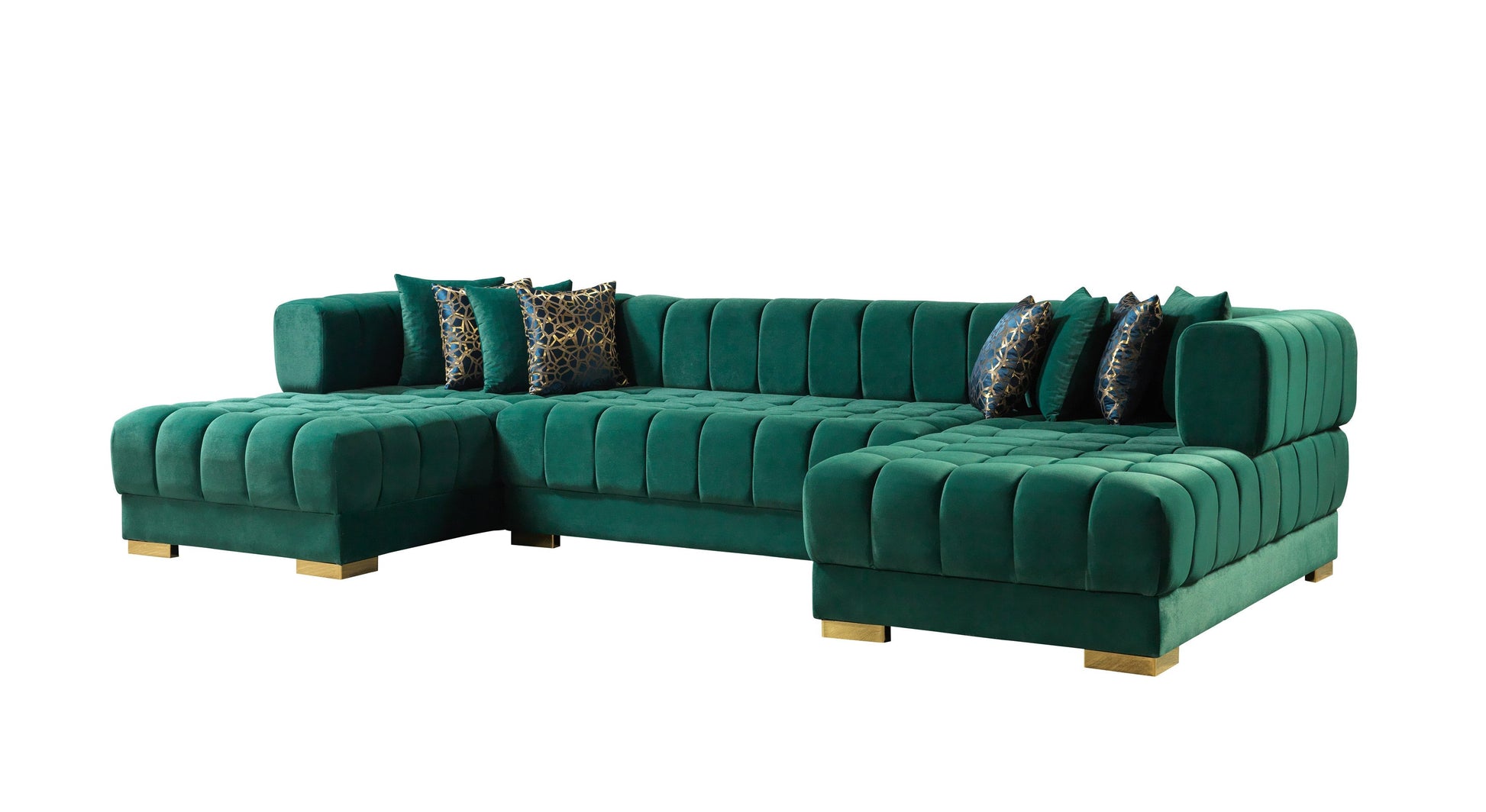 Ariana Green Velvet Double Chaise Sectional