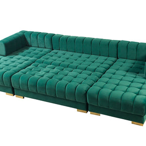 Ariana Green Velvet Double Chaise Sectional