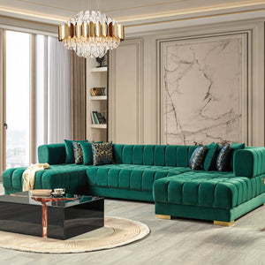 Ariana Green Velvet Double Chaise Sectional