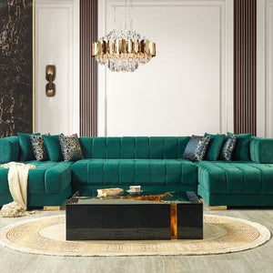 Ariana Green Velvet Double Chaise Sectional