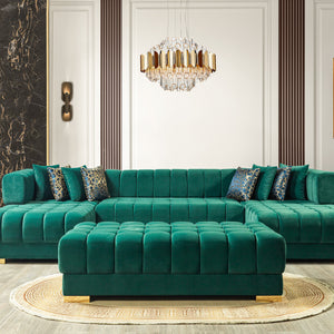 Ariana Green Velvet Double Chaise Sectional