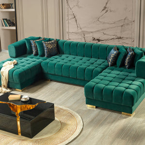 Ariana Green Velvet Double Chaise Sectional