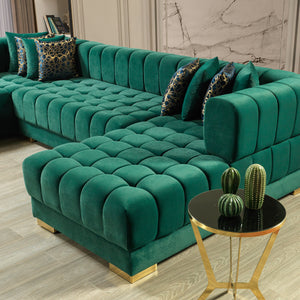 Ariana Green Velvet Double Chaise Sectional