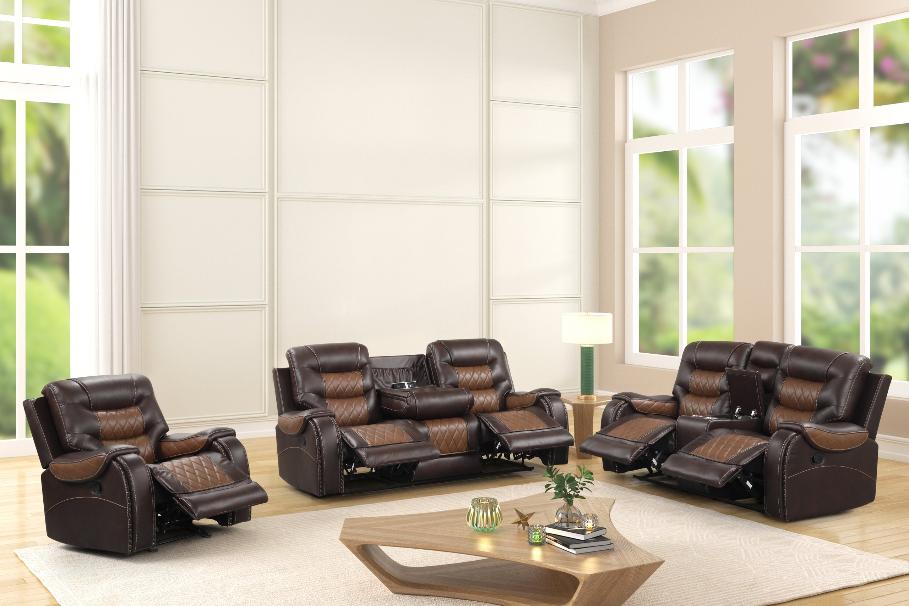 Ashley Two-Tone Brown 3-Piece Reclining Living Room Set