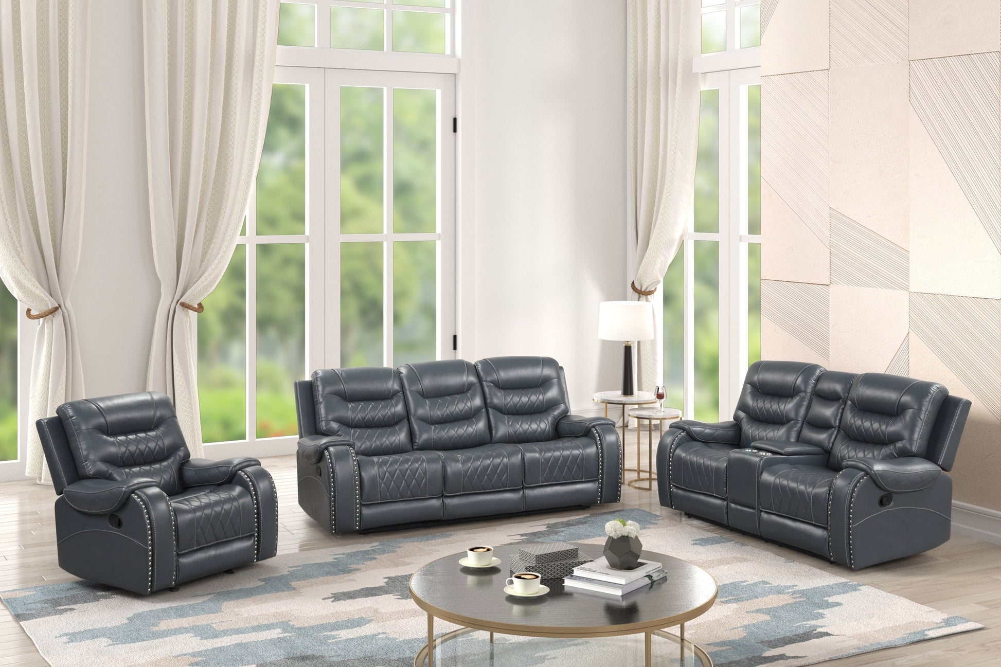 Ashley Gray Oversized 3-Piece Reclining Living Room Set