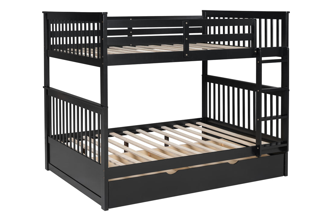 BB32 Full/Full Bunk Bed w/Twin Trundle Black