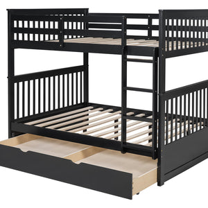 BB32 Full/Full Bunk Bed w/Twin Trundle Black