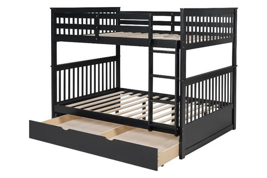 BB32 Full/Full Bunk Bed w/Twin Trundle Black