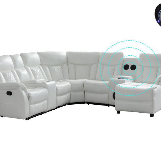 Champion White Reclining Sectional