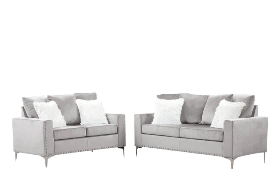 Cinderella Neo Silver Velvet Sofa & Loveseat