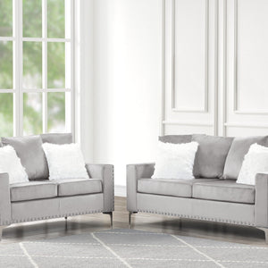 Cinderella Neo Silver Velvet Sofa & Loveseat