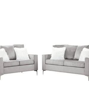 Cinderella Neo Silver Velvet Sofa & Loveseat