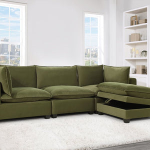 Sky Green Linen Modular Sectional