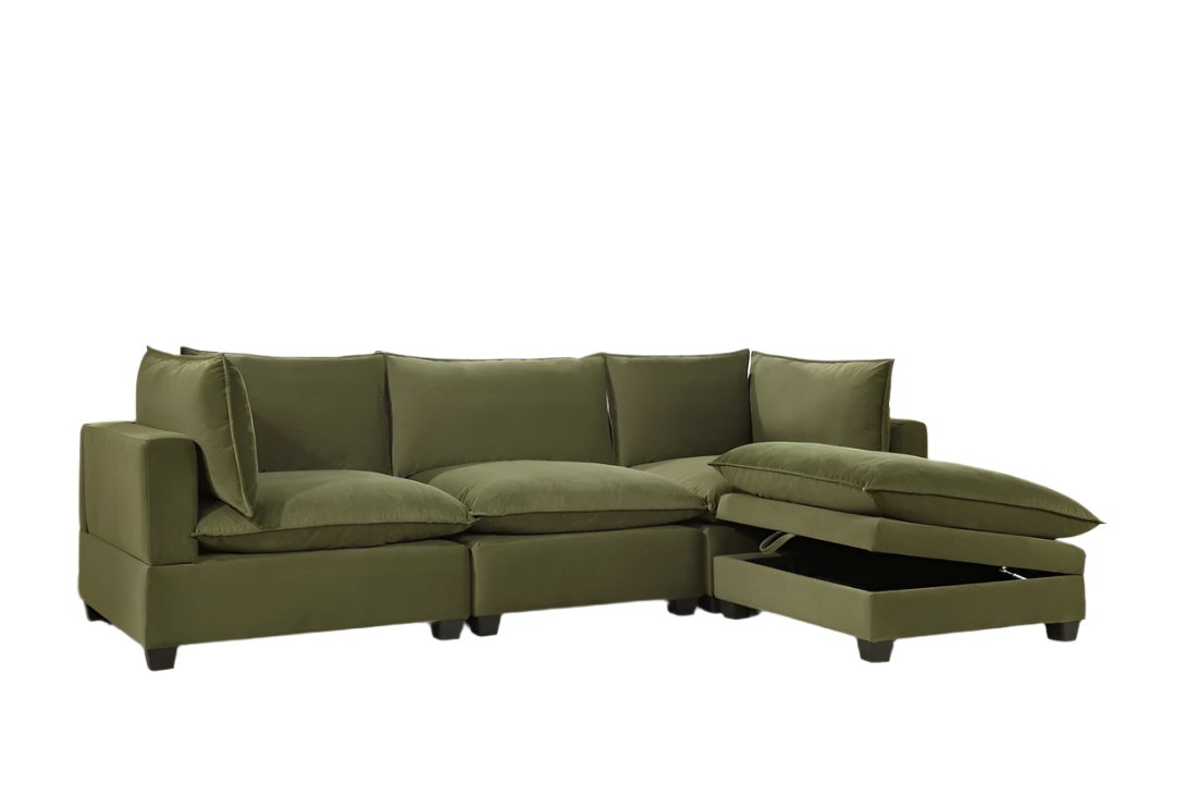 Sky Green Linen Modular Sectional