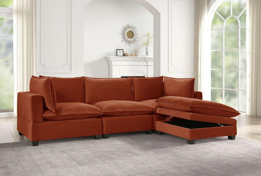 Sky Rust Linen Modular Sectional