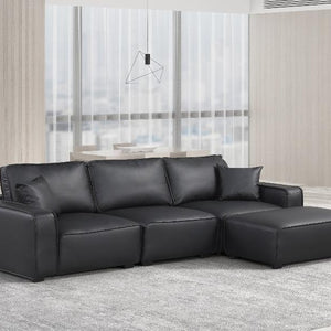 Columbia Black Leather Sectional