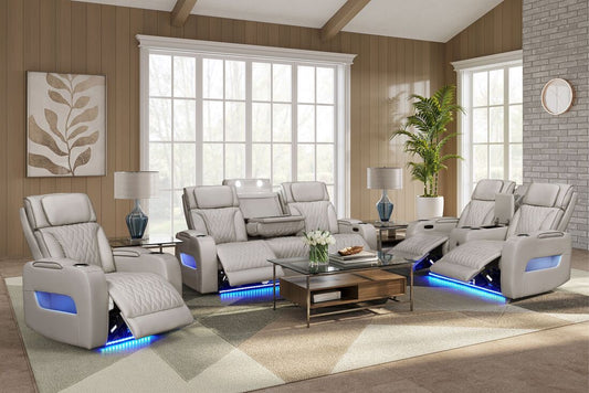 Upgrade with the Dubai 3PC Sand Reclining Set from Moda Home Furniture. Power recline comfort, sand-toned style & plush support for modern living.