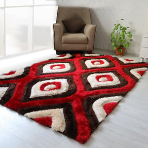 3D Shaggy BROWN-RED Area Rug - 3D151