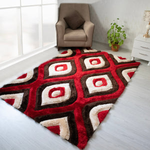 3D Shaggy BROWN-RED Area Rug - 3D151