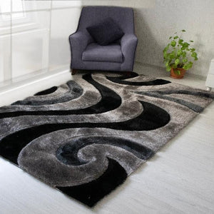 3D Shaggy GRAY-BLACK Area Rug - 3D444