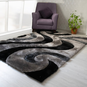 3D Shaggy GRAY-BLACK Area Rug - 3D444