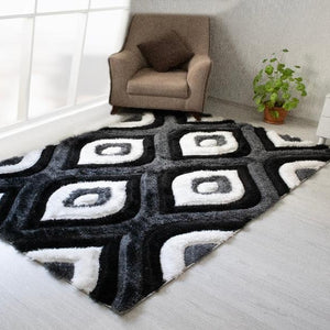 3D Shaggy GRAY-BLACK Area Rug - 3D151