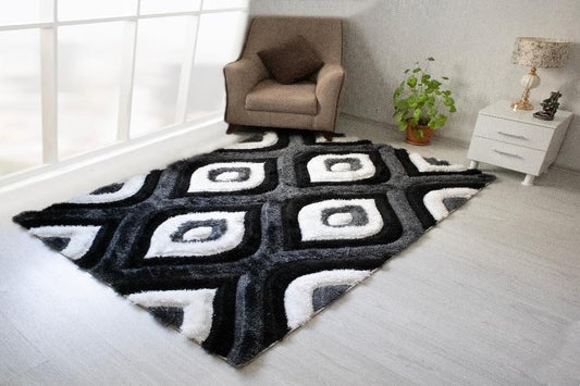 3D Shaggy GRAY-BLACK Area Rug - 3D151