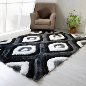 3D Shaggy GRAY-BLACK Area Rug - 3D151