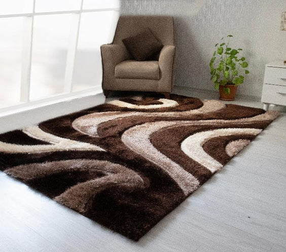 3D Shaggy BROWN Area Rug - 3D444