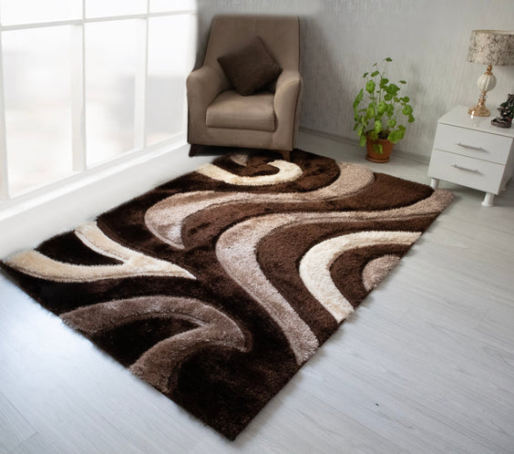 3D Shaggy BROWN Area Rug - 3D444