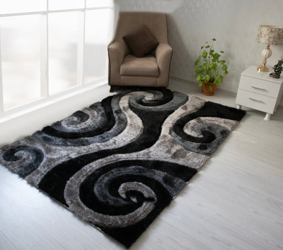 3D Shaggy GRAY Area Rug - 3D555