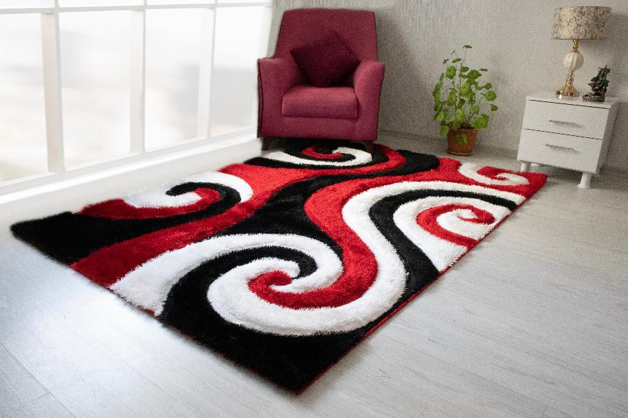 3D Shaggy RED Area Rug - 3D555