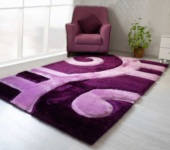 3D Shaggy PURPLE Area Rug - 3D666
