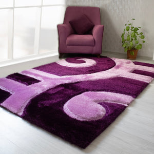 3D Shaggy PURPLE Area Rug - 3D666