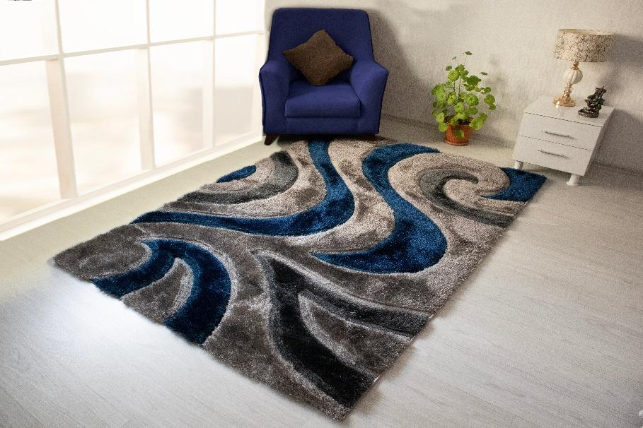 3D Shaggy BLUE Area Rug - 3D444