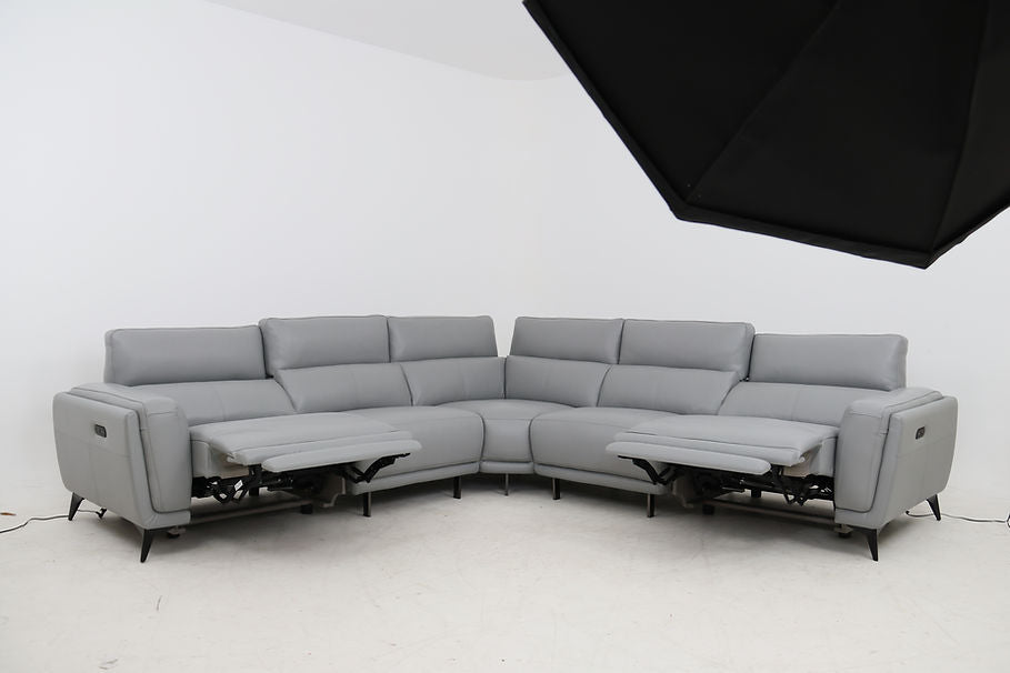 MI-2311 Lorenzo (LT. Grey) italian leather 5pcs sectional