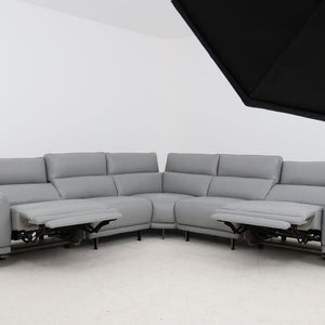 MI-2311 Lorenzo (LT. Grey) italian leather 5pcs sectional