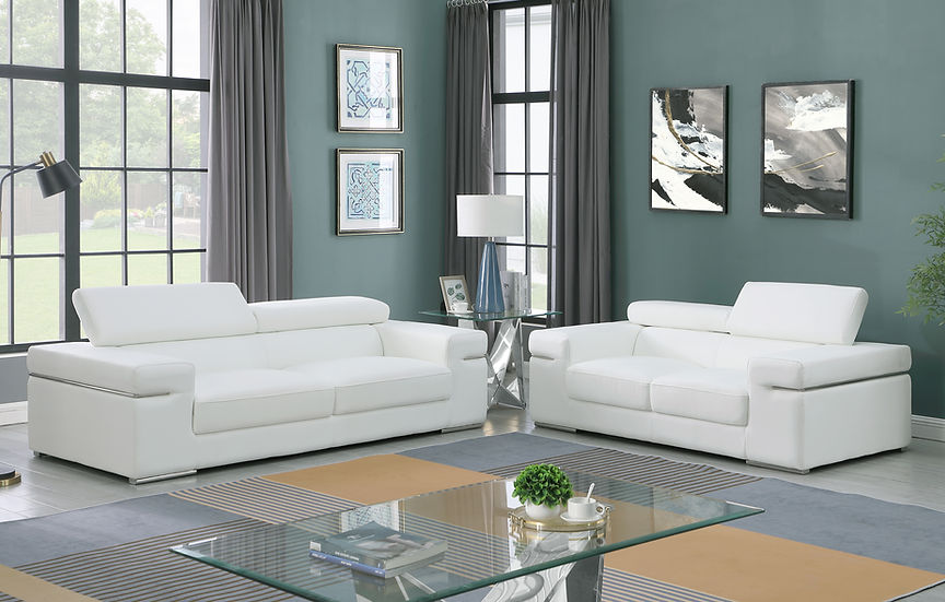 MI-8020 Soho White 2pc Love Seat & Sofa