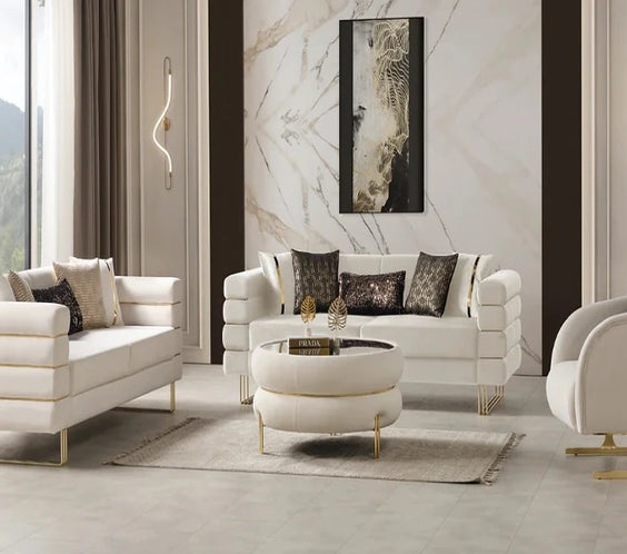 Luma White sofa and loveseat