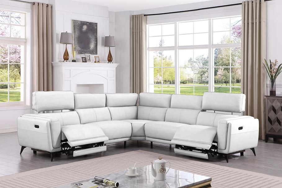 MI-2311 Lorenzo (White) Italian leather 5pcs sectional