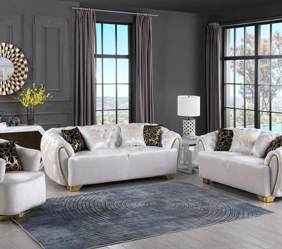 S2004 Mila sofa and loveseat (White)