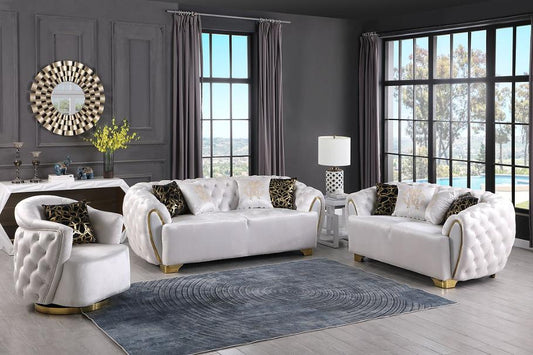 S2004 Mila sofa and loveseat (White)